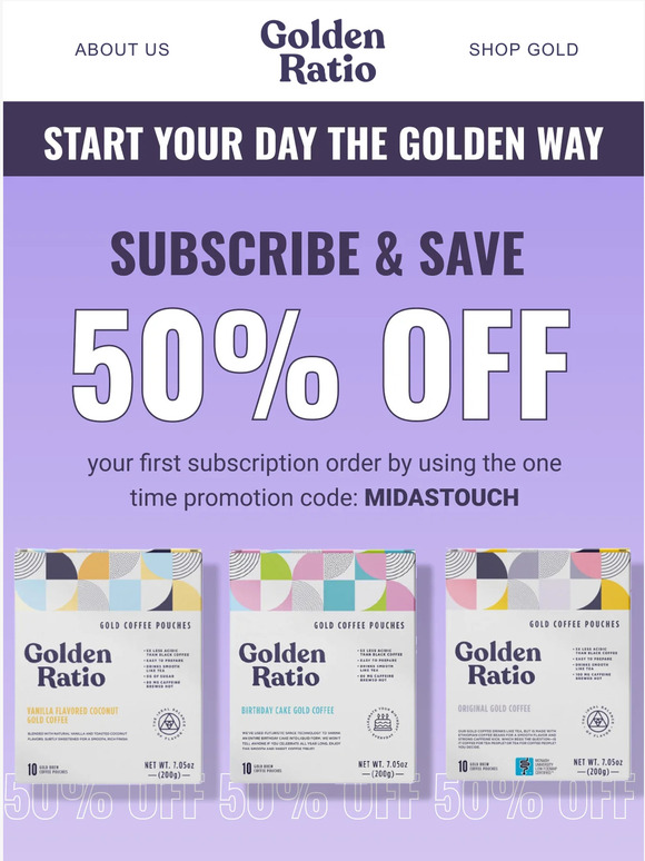 Subscribe & save 50% off!