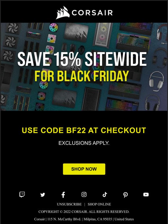 15% off Sitewide – FREE shipping on everything!