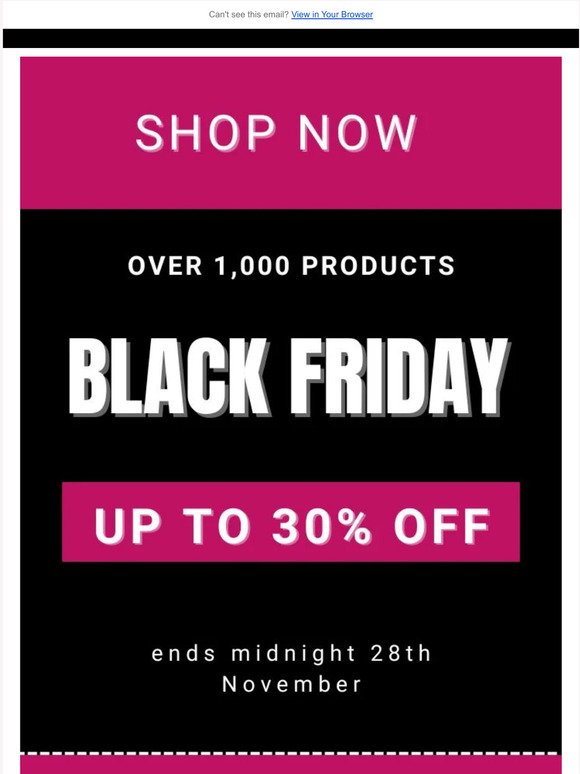 🖤 Black Friday Sale: Up to 30% OFF over 1,000 Products