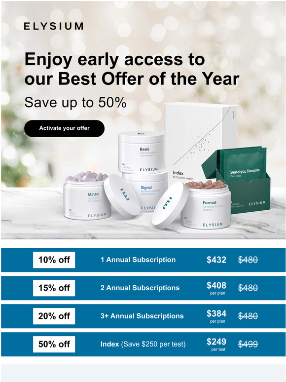 Elysium Health Black Friday Early Access Up to 50 Off Milled