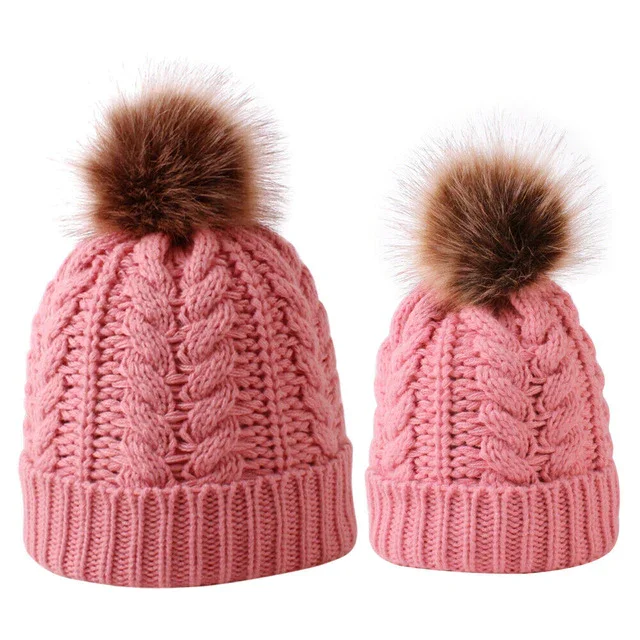 Image of Mom and Me Beanies Set - Pink