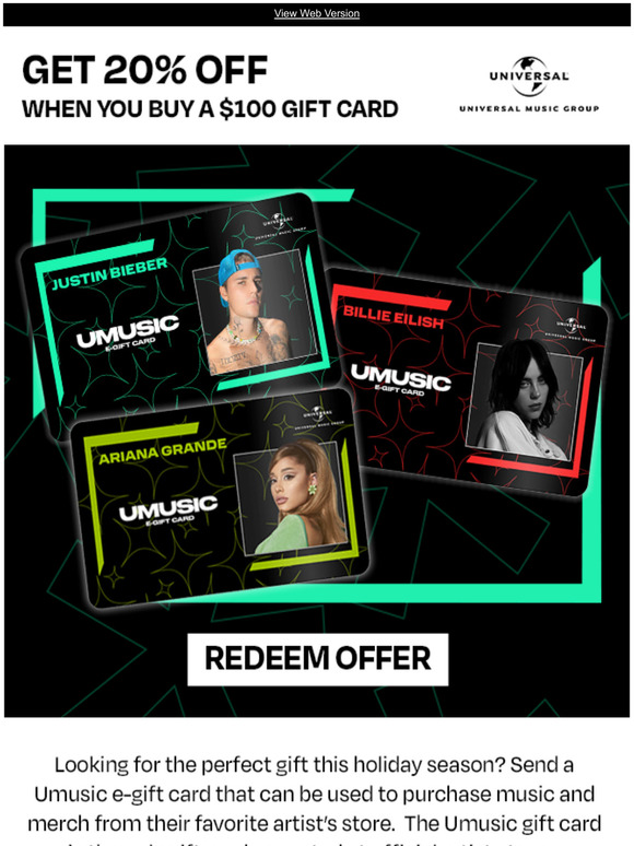 Get 20% off a gift card for the Holidays
