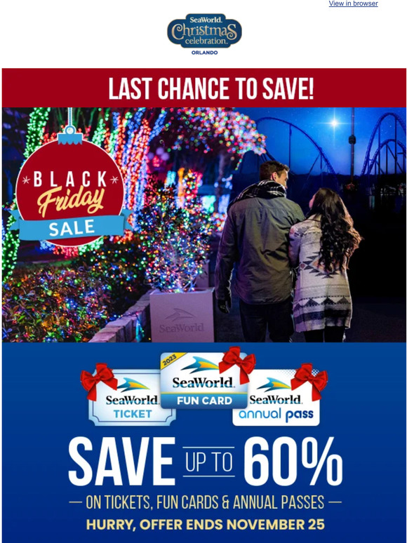 SeaWorld Parks Final Days of Black Friday Savings! Milled