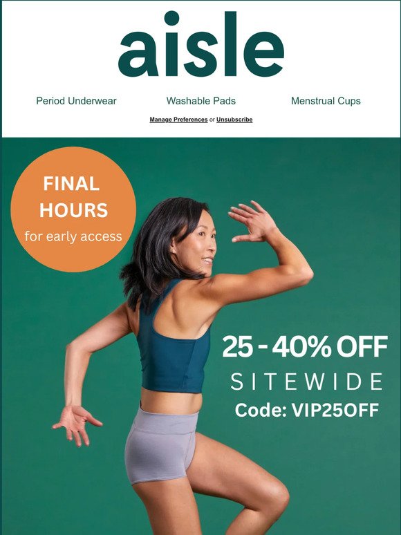 Ends Midnight! Early Access Sale @ PeriodAisle.ca