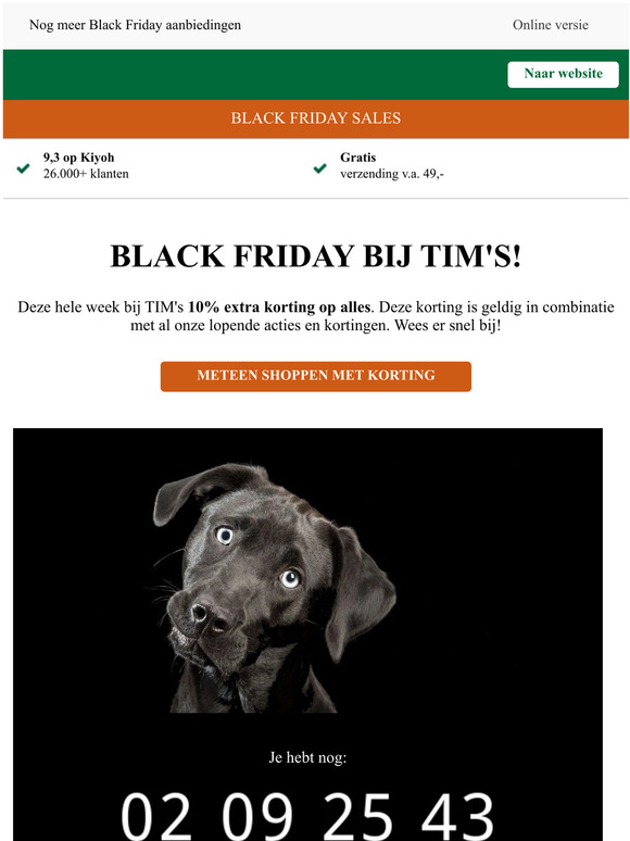 Nog maar 3 dagen Black Friday bij TIM's