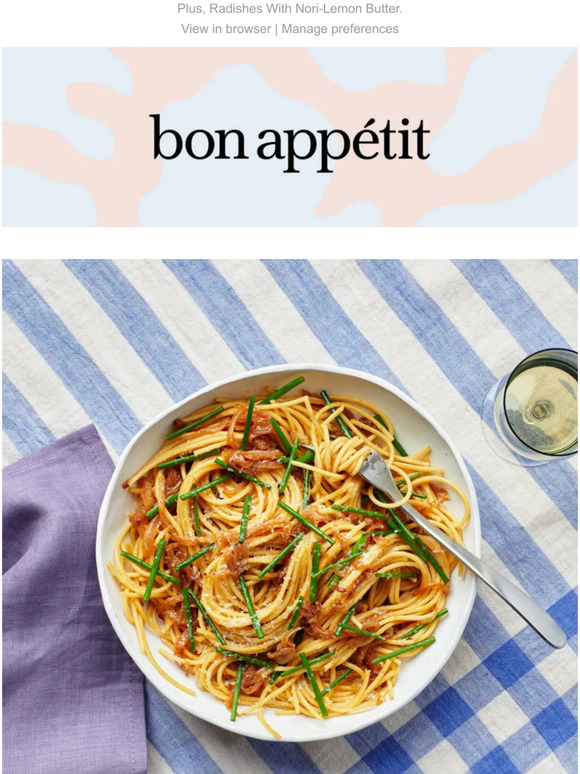 Bon Appétit Jammy Onion and Miso Pasta Milled