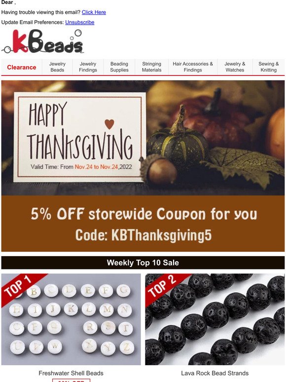 Happy Thanksgiving! 5% OFF Storewide Coupon for you. Only Valid for One Day
