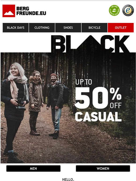 🏴 Up to 50% off CASUAL WEAR DEALS | Black Outdoor Days
