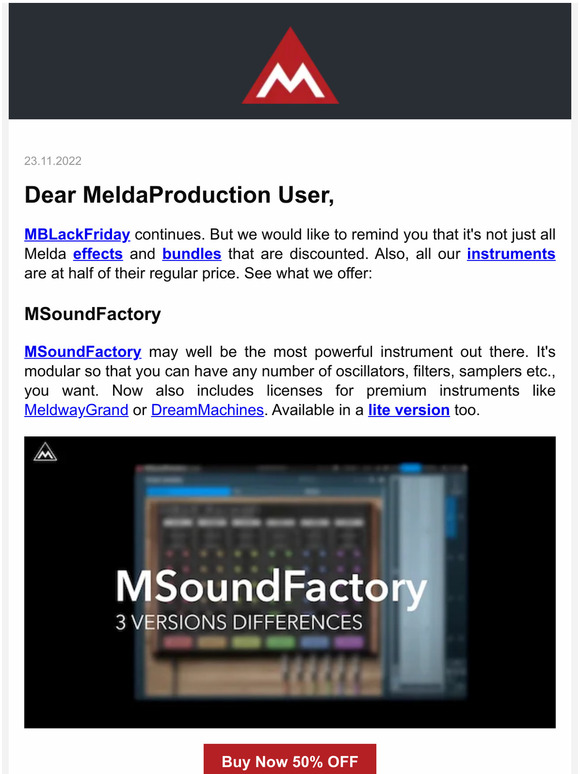 MBlackFriday - not just effects discounted: Check our intruments - ALL 50% off