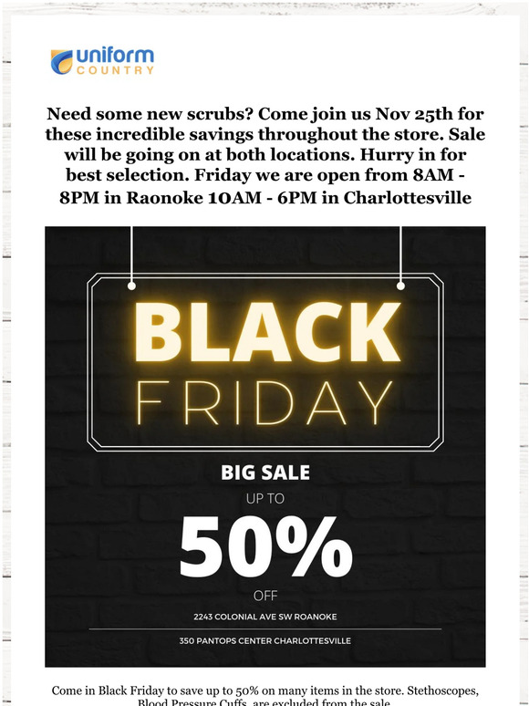 Uniform Country - Black Friday Sale   Save up to 20-50% on all scrubs
