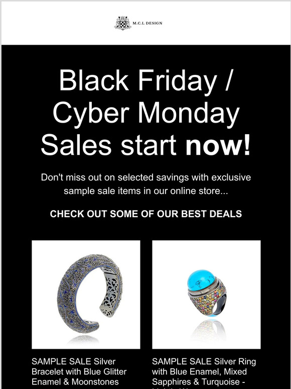 MCL Design Black Friday / Cyber Monday Savings start now - selected deep discounts and sample sale items*