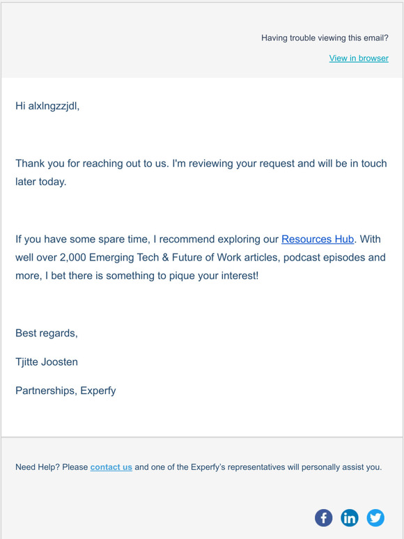 Thank you for Contacting Us
