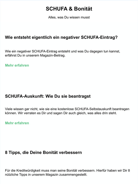 Wie entsteht ein negativer SCHUFA-Eintrag, SCHUFA-Auskunft beantragen, 8 Tipps, die Deine Bonität verbessern