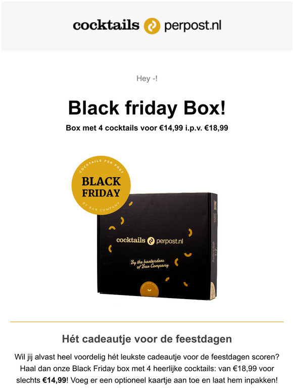 Black Friday Actie! 21% korting op een box van 4! Wees er snel bij!