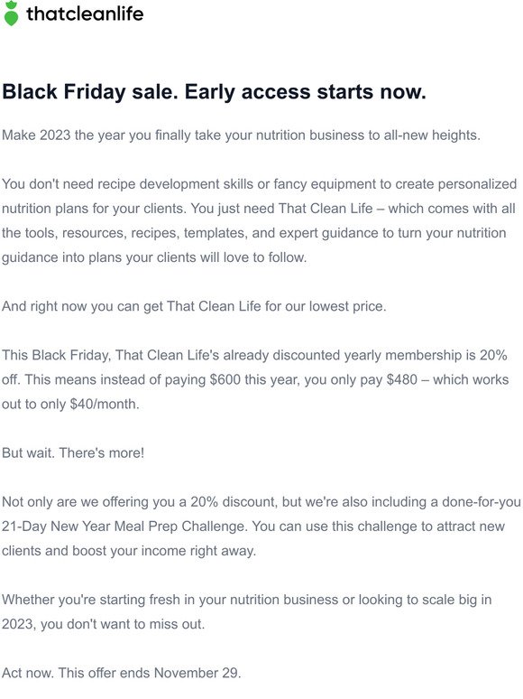 Early Access: Black Friday Sale