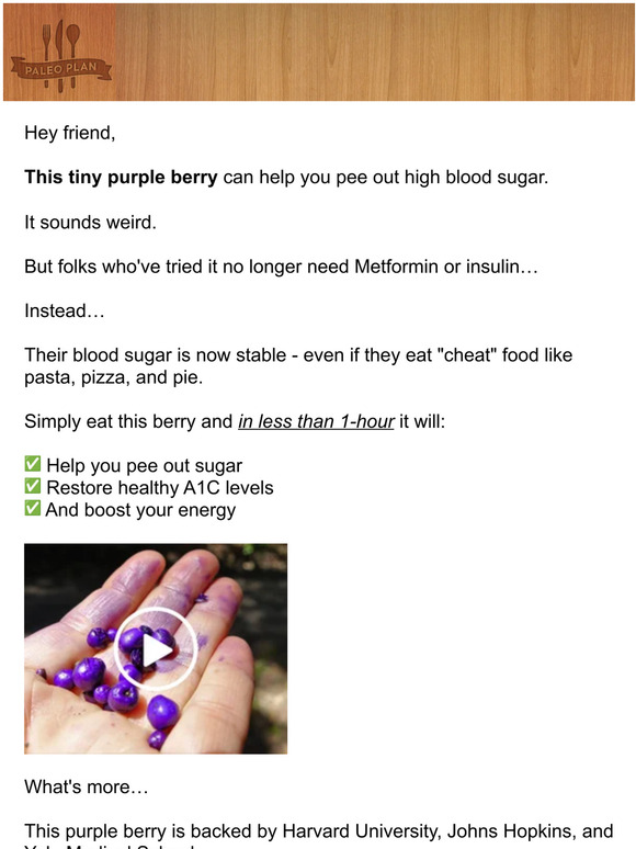 PaleoPlan Pee out high blood sugar? Milled