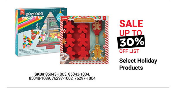 Select Holiday Products Sale Up to 30% Off List