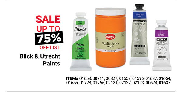Blick & Utrecht Paints Sale Up to 75% Off List