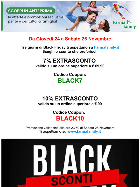 ⏰ BLACK FRIDAY: tre giorni di EXTRASCONTO