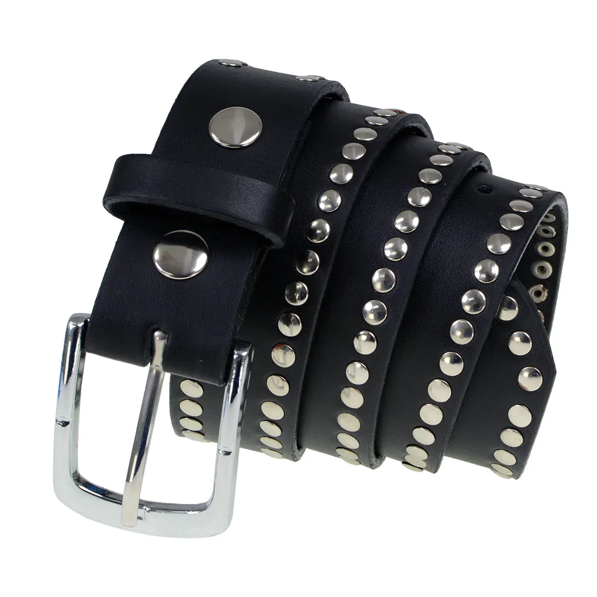 Image of Milwaukee Leather MP7104 Men's Studded Black Leather Belt with Interchangeable Buckle