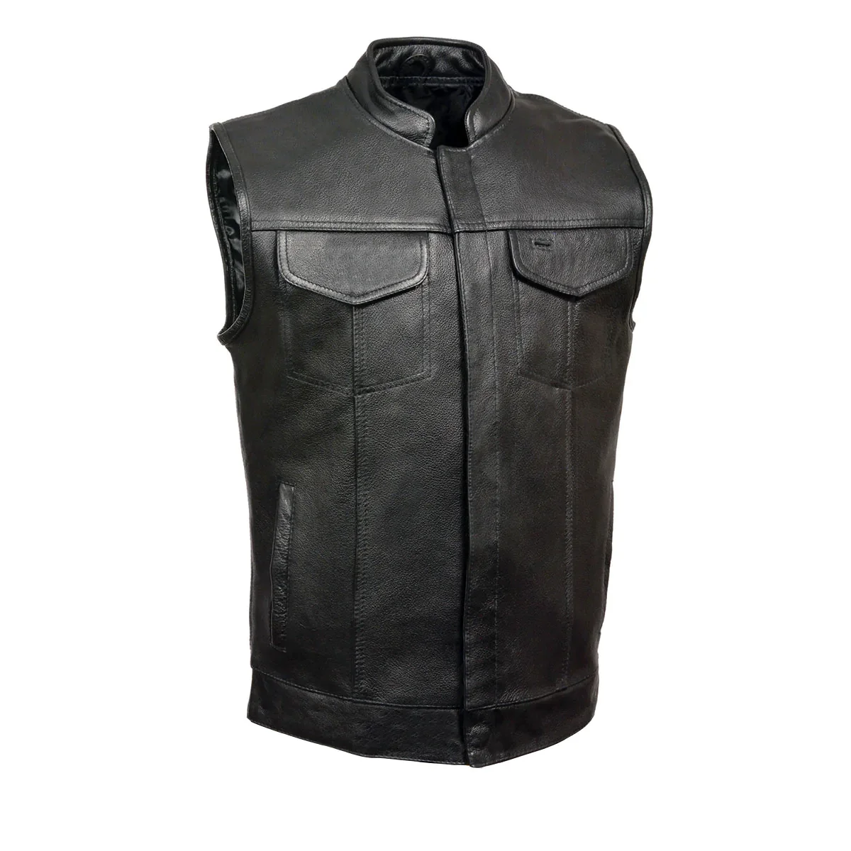 Image of Milwaukee Leather SH2036 Men's Black 'Club Style ' Open Neck Leather Vest