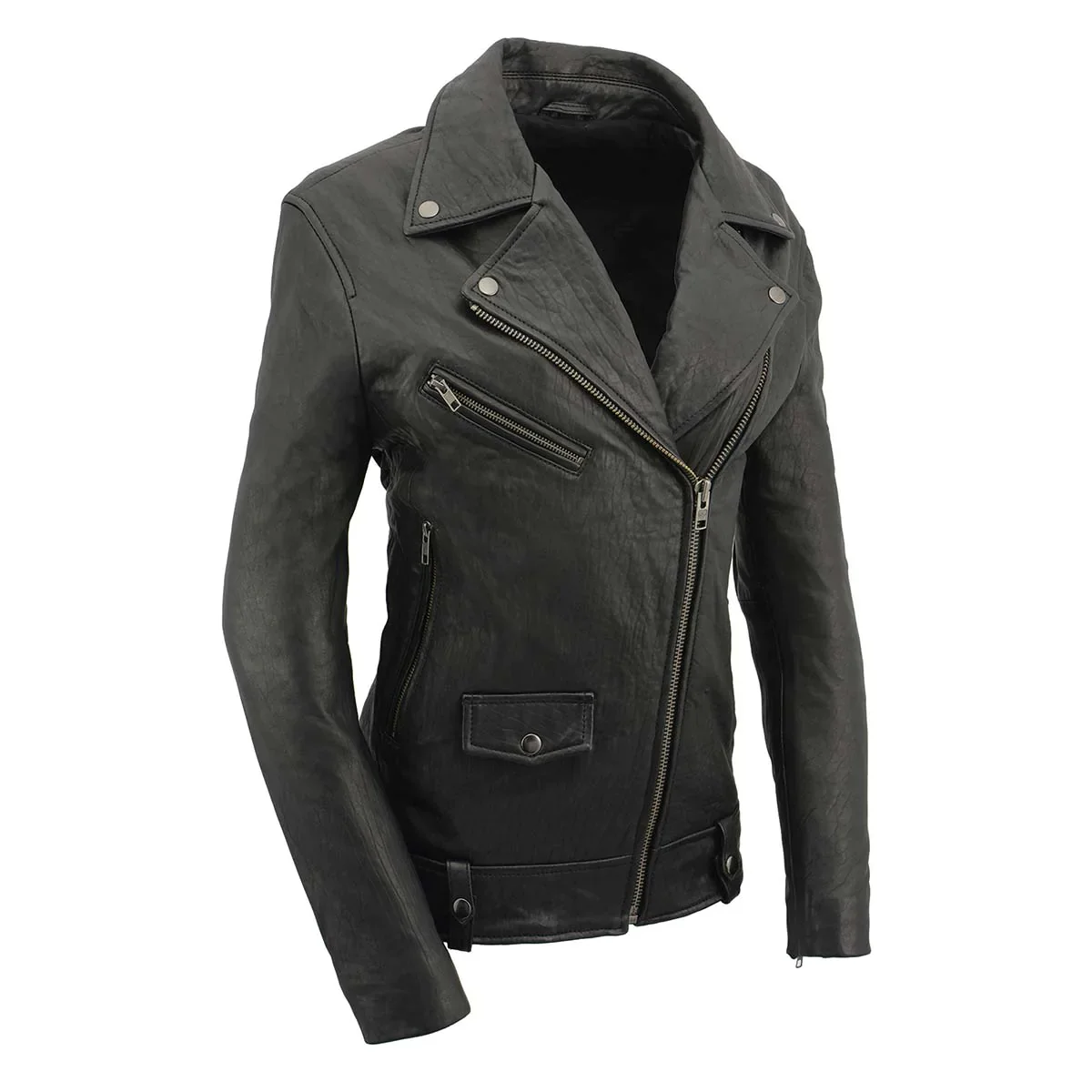 Image of Milwaukee Leather SFL2875 Ladies Black New Zealand Lambskin Moto Jacket