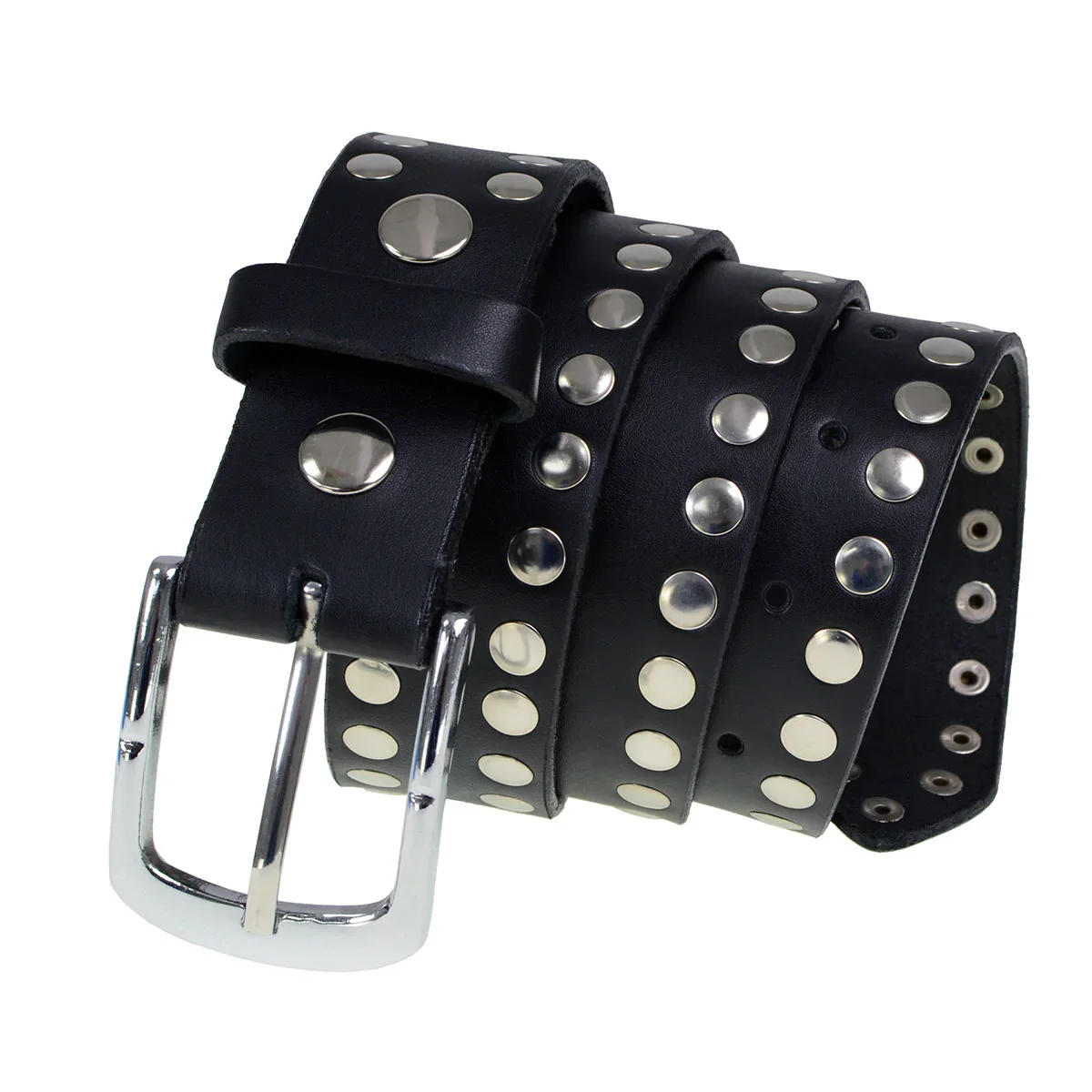 Image of Milwaukee Leather MP7100 Men's Studded Black Leather Belt with Interchangeable Buckle