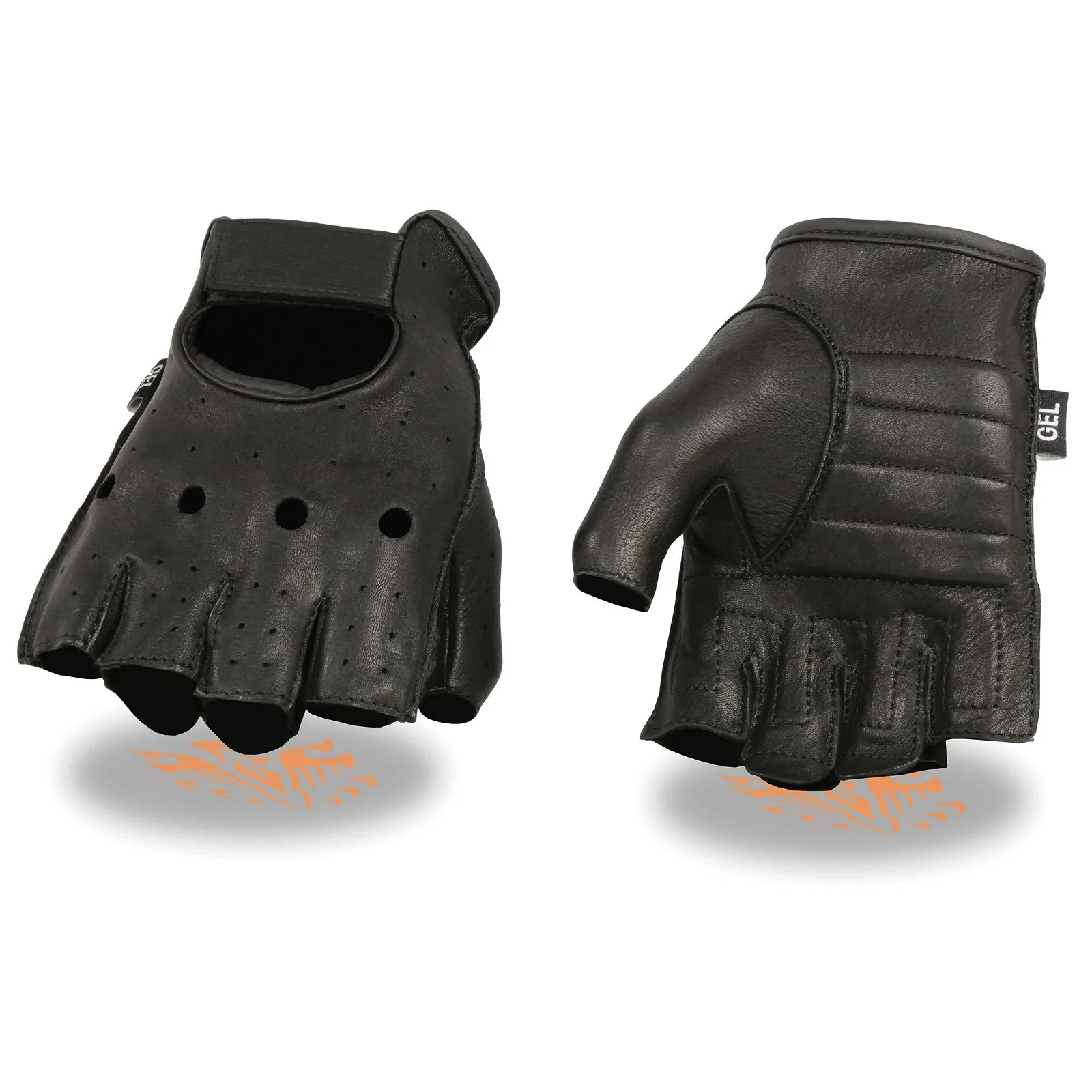 Image of Milwaukee Leather SH851 Men's Black Deerskin Fingerless Gloves with Gel Palm
