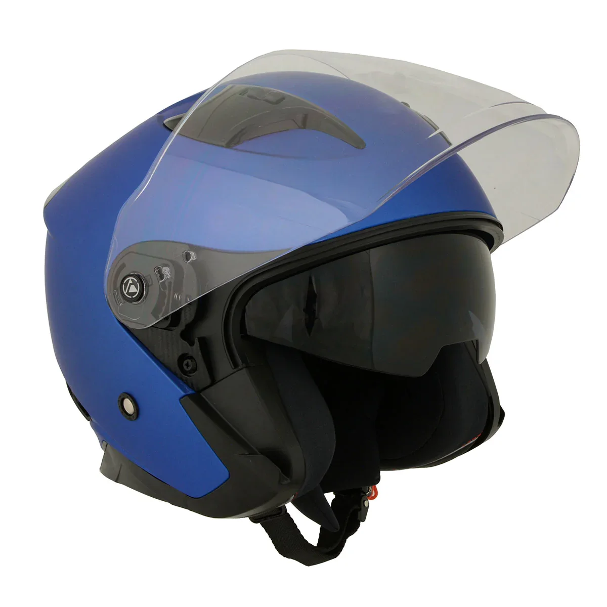 Image of Milwaukee Helmets MPH9825DOT 'Shift' Open Face 3/4 Blue Helmet with Drop Down Tinted Visor
