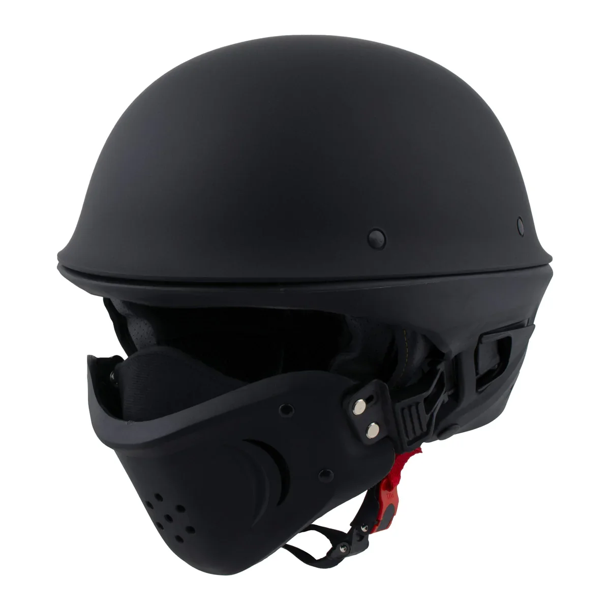 Image of Milwaukee Helmets MPH9830DOT 'Rascal' 3/4 Open Face Flat Black 2 in 1 Motorcycle Helmet