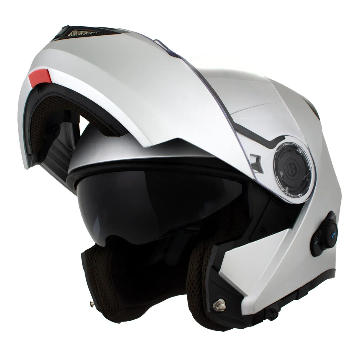 Image of Milwaukee Helmets H7010 Flat Gray 'Mayday' Modular Motorcycle Helmet with Wireless Communication