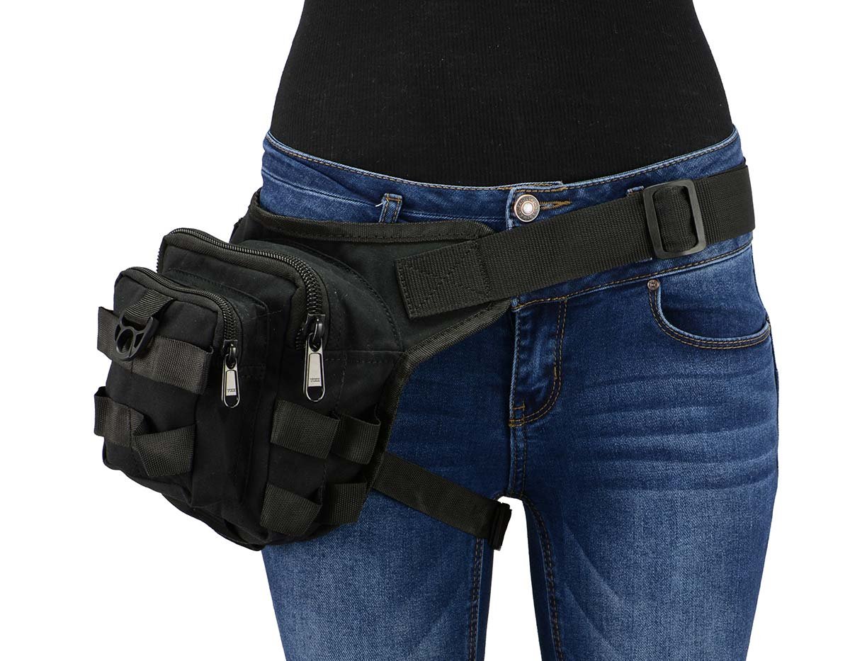 Image of Milwaukee Leather MP8841 Black Textile Conceal and Carry Tactical Thigh Bag with Waist Belt