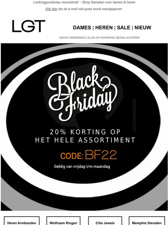 Black Friday 2022 - 20% Korting op alles!