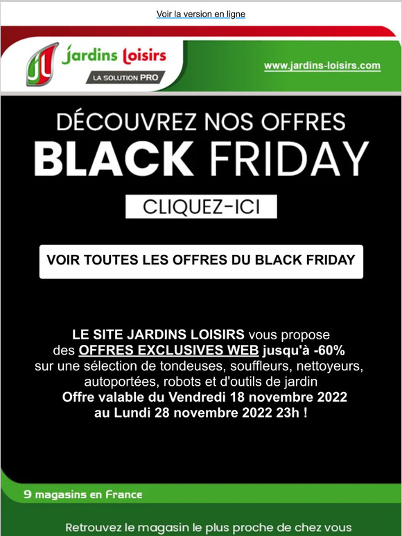 Black Friday, c'est parti chez Jardins Loisirs