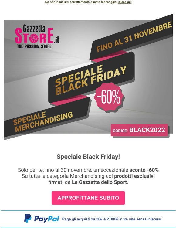 Speciale Black Friday: incredibile -60% su tutta la categoria Merchandising, fino al 30/11, approfittane!