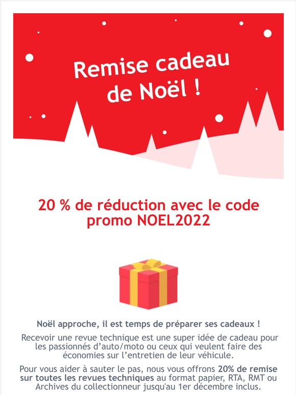 Cadeau de Noël : remise exceptionnelle sur votre revue technique 🎁
