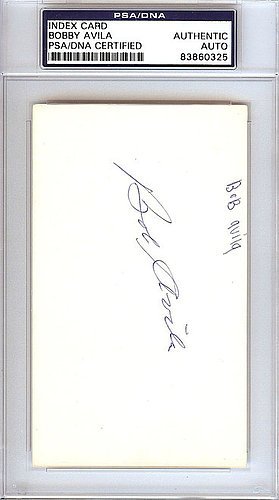 Bobby Avila Autographed Signed 3X5 Index Card Cleveland Indians PSA/DNA