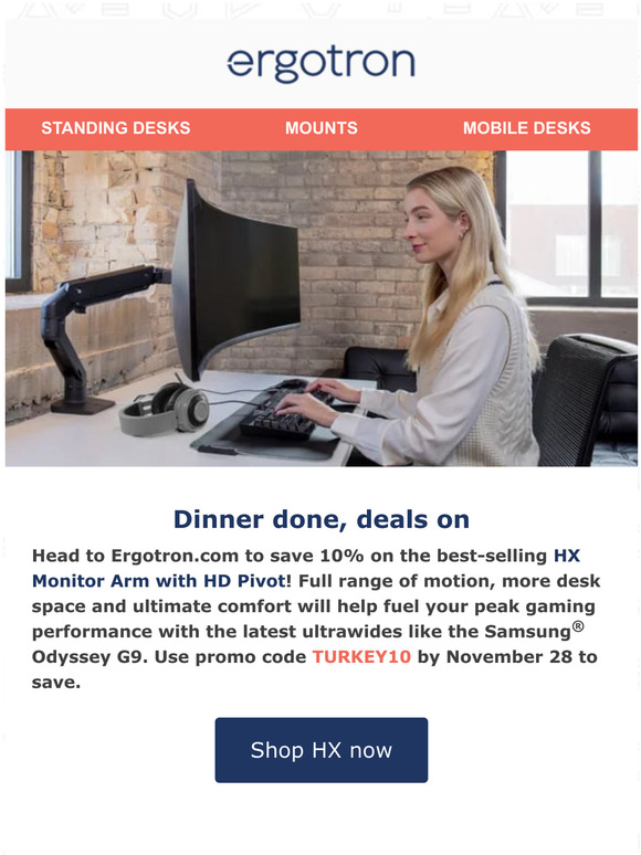 10% Off the HX Monitor Arm with HD Pivot