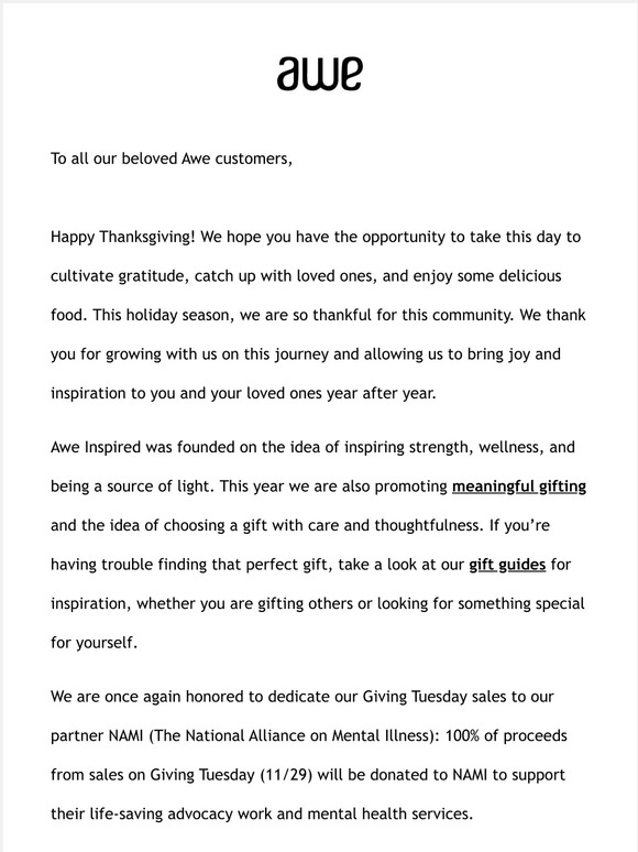 Awe Inspired A letter, a sale, and a (virtual) hug Milled