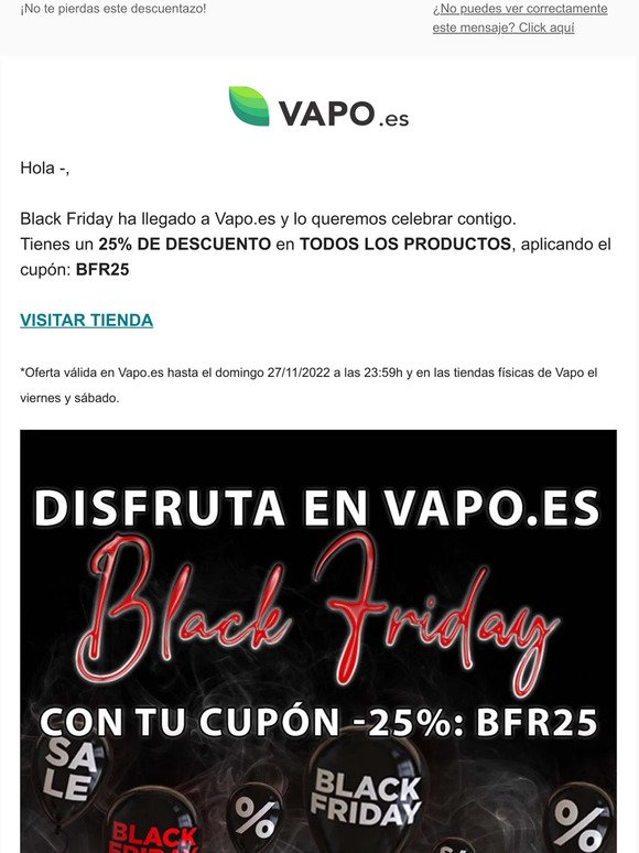 🖤 BLACK FRIDAY EN VAPO.es - 25% EN TODO 🖤