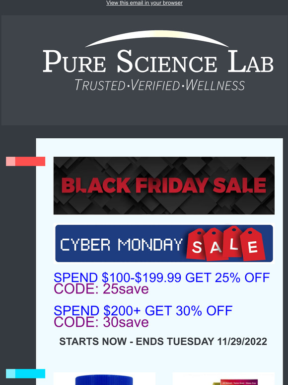 Pure Science Lab Black Friday Cyber Monday  Sale !