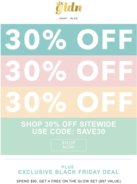 30% off sitewide starts now