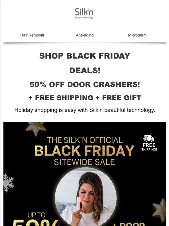 BLACK FRIDAY BEST EVER DOOR CRASHER ALERT! Up To 50% OFF our at-home beauty devices! 🌟