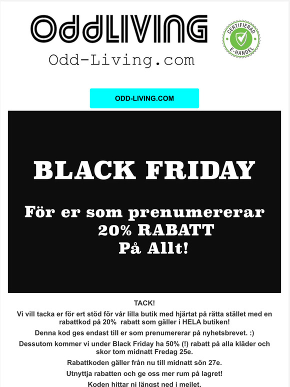 Black Friday = Rabattkod! 😀
