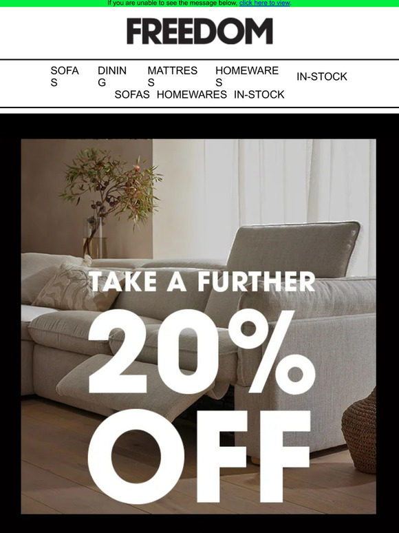 Freedom Australia Take 20 off ALL Sofas! ENDS MIDNIGHT TONIGHT Milled