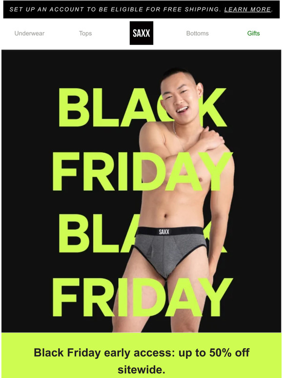 SAXX Underwear Email Newsletters Shop Sales, Discounts, and Coupon Codes