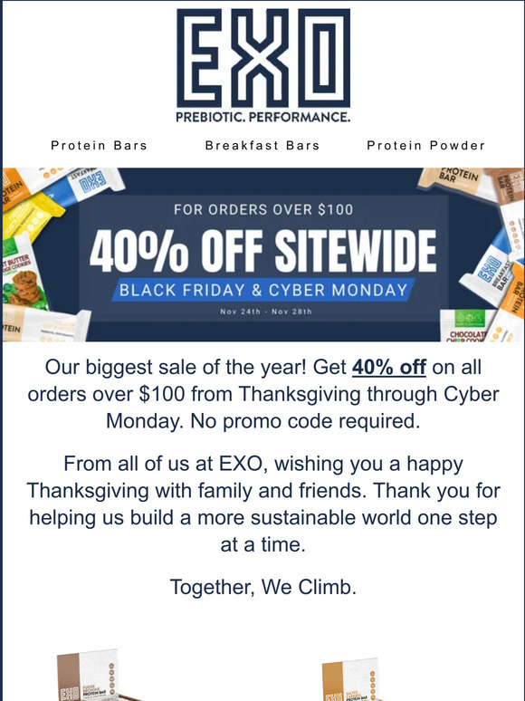 40% Off Thanksgiving Weekend Sale!