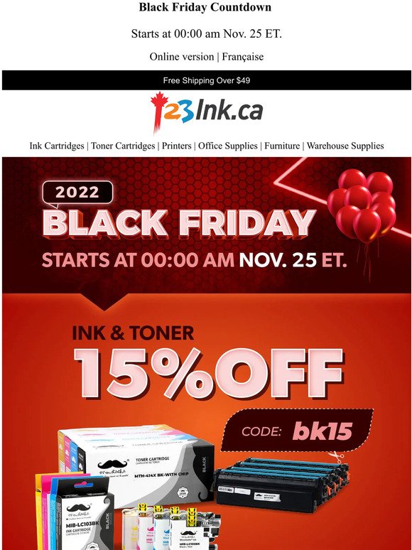 Black Friday countdown ⏰ 15% off Ink & Toner