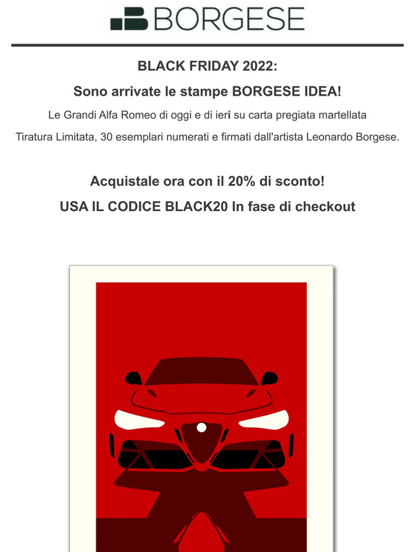 Sono arrivate le stampe BORGESE IDEA! Black Friday 20% sconto