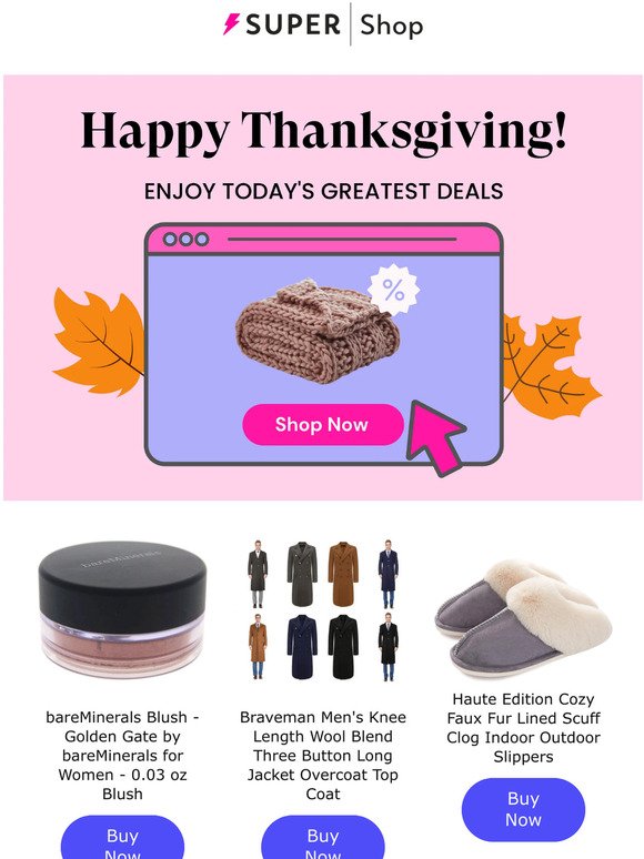🍁 From us to you: Happy Thanksgiving! 🦃 Shop today’s exclusive deals